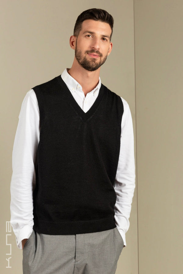 Abel Baby Alpaca Vest — Black — black baby alpaca by Kuna