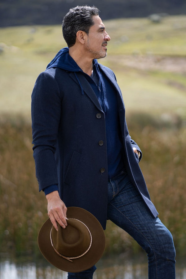Men's Baby Alpaca Overcoat — Navy — navy baby alpaca by Alpaca Collections