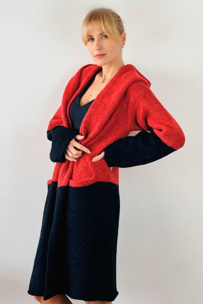 Barbara Hooded Knit Alpaca Coat / Long Cardigan