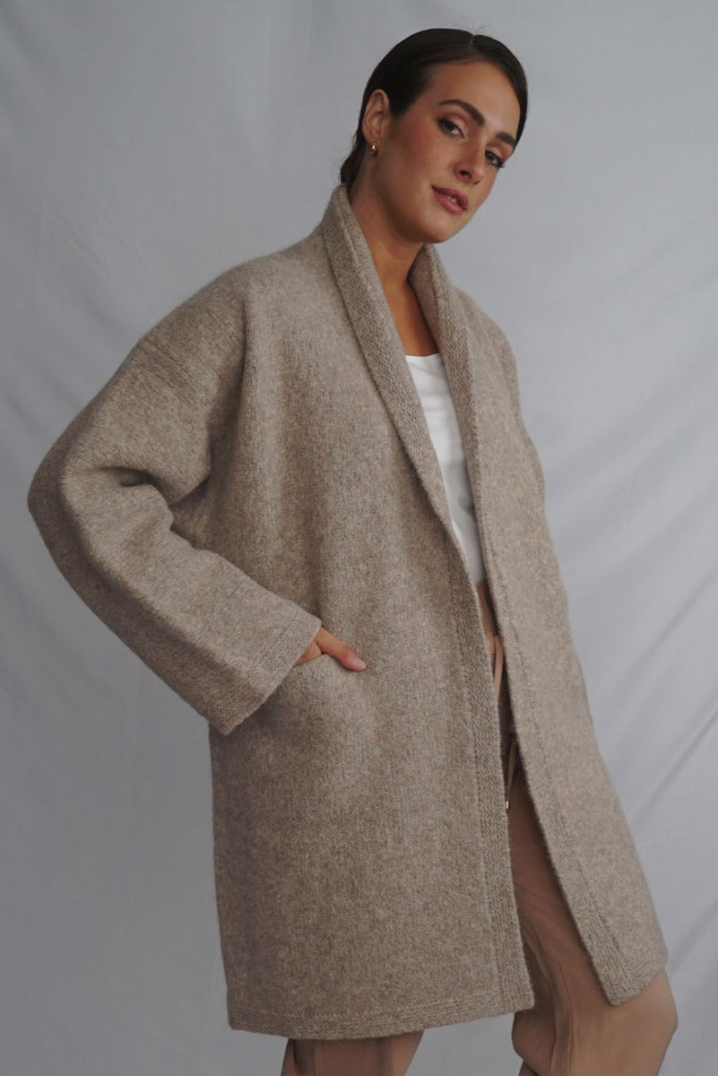 Susan Short Sleeve Alpaca Cardigan Beige