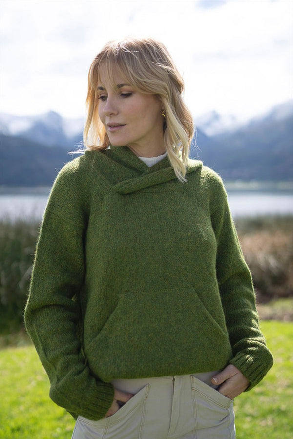 Briana Alpaca Hoodie Pullover — Green — green alpaca by Alpaca Collections