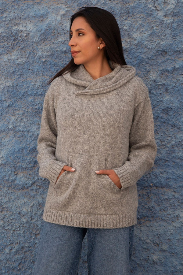 Briana Alpaca Hoodie Pullover — Grey — grey alpaca by Alpaca Collections