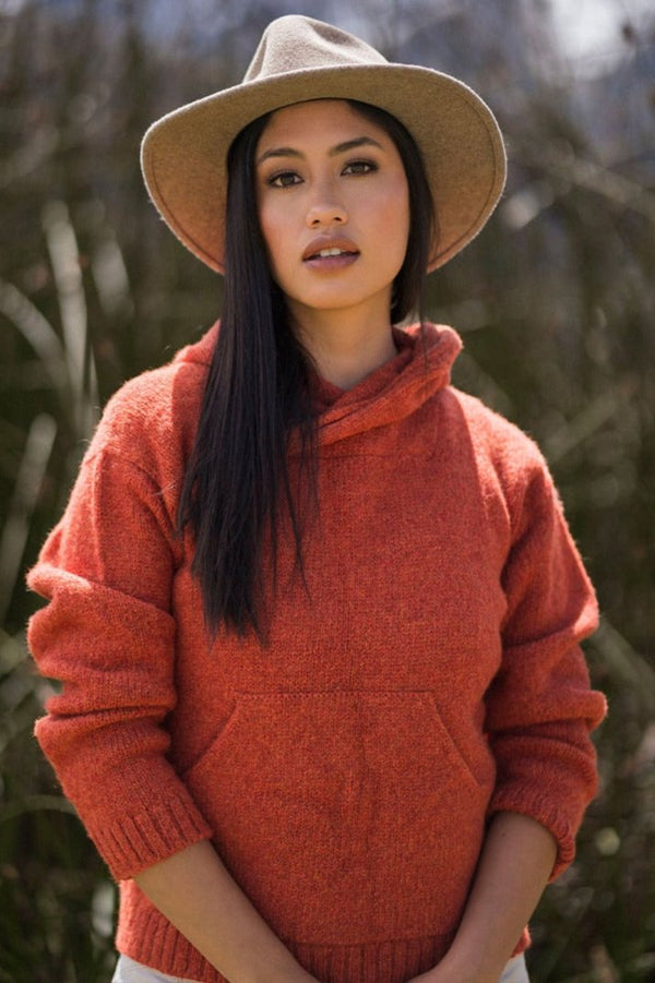 Briana Alpaca Hoodie Pullover — Orange — orange alpaca by Alpaca Collections