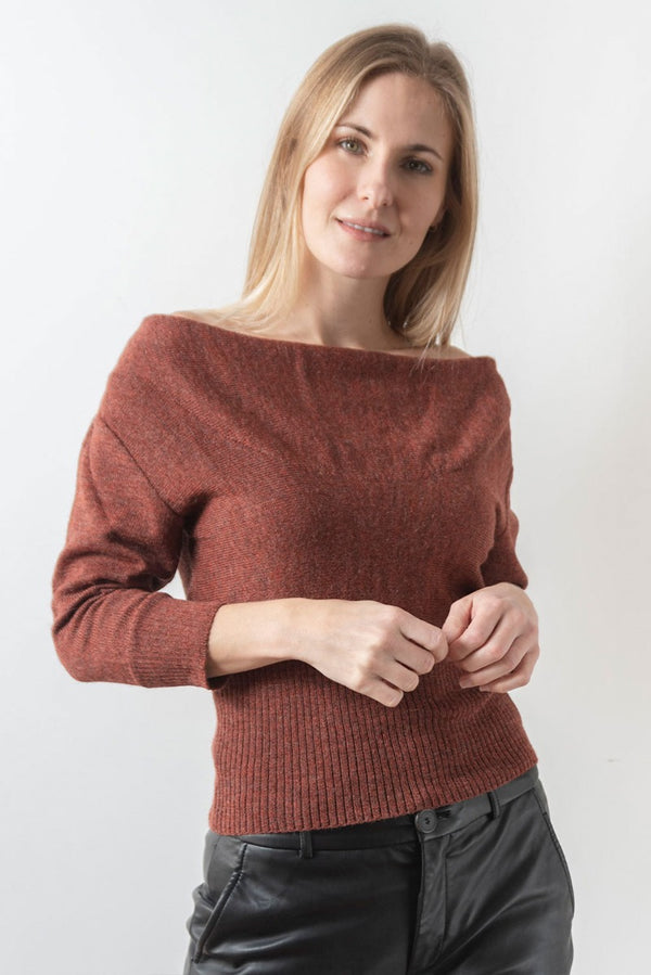 Waterfall Baby Alpaca Sweater — Brown — brown baby alpaca by Runa Simi Khusco