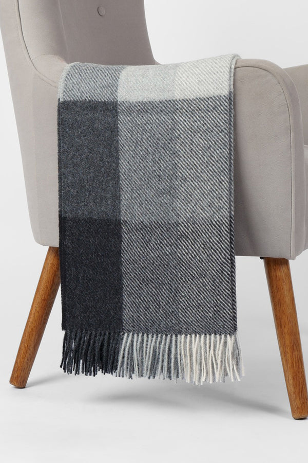 Check Pattern Natural Color 100% Alpaca Throw — grey alpaca by Alpaca Collections
