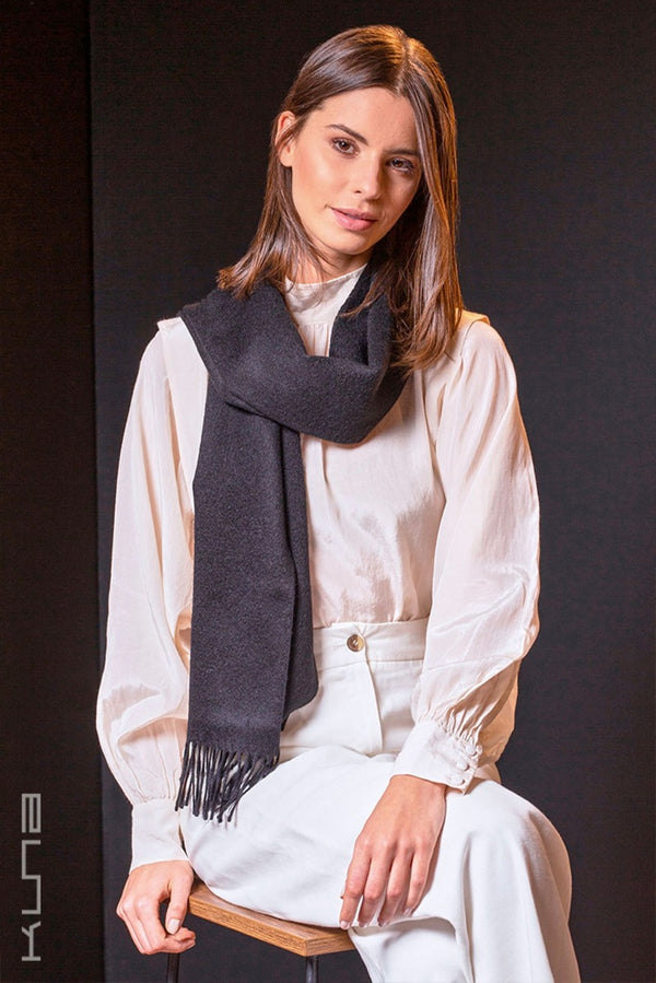 Jamas Royal Alpaca Scarf — Black — black royal alpaca by Kuna