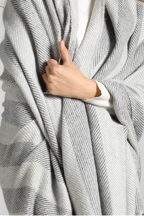 Striped Herringbone 100% Alpaca Blanket