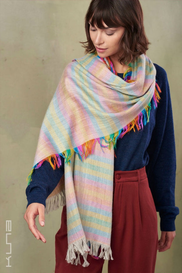 Tanaka Baby Alpaca Shawl — Multicolor — multicolor baby alpaca by Kuna