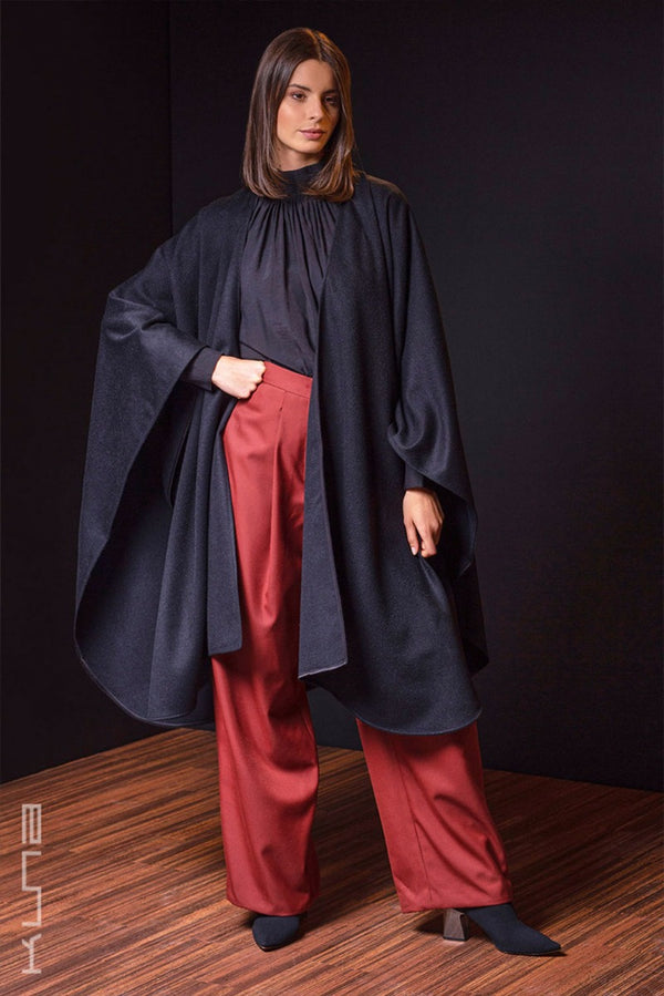 Grun Royal Alpaca Cape — Black — black royal alpaca by Kuna