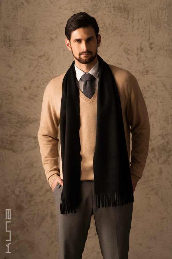 Jamas Royal Alpaca Scarf — Black — black royal alpaca by Kuna
