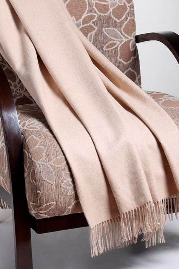 Beige 100% Baby Alpaca Blanket Throw — beige baby alpaca by Alpaca Collections