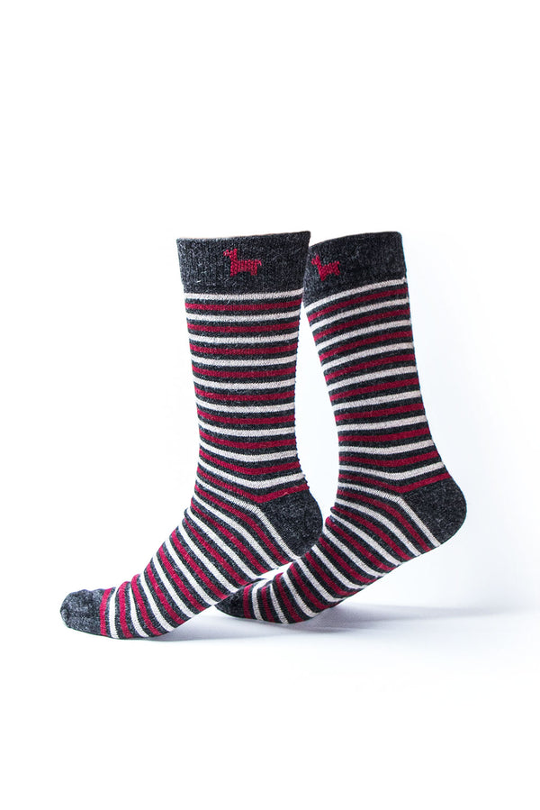 Thin Striped Baby Alpaca Socks — Anthracite — anthracite baby alpaca by Alpaca Collections