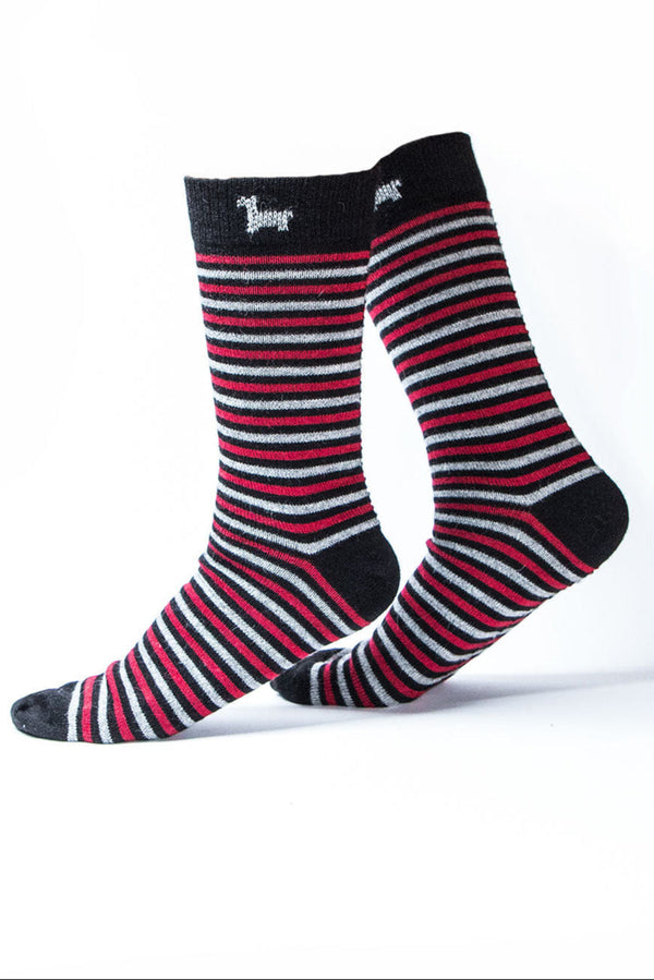 Thin Striped Baby Alpaca Socks — Black — black baby alpaca by Alpaca Collections