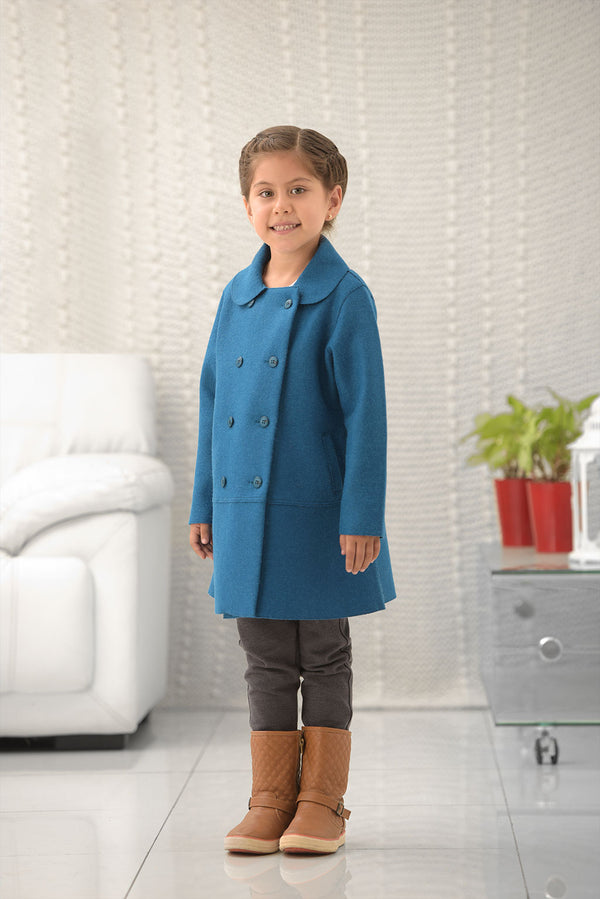 Nina Baby Alpaca Coat — turquoise baby alpaca by Anntarah Kids