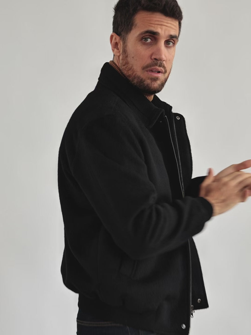 Men's Baby Alpaca Bomber Jacket