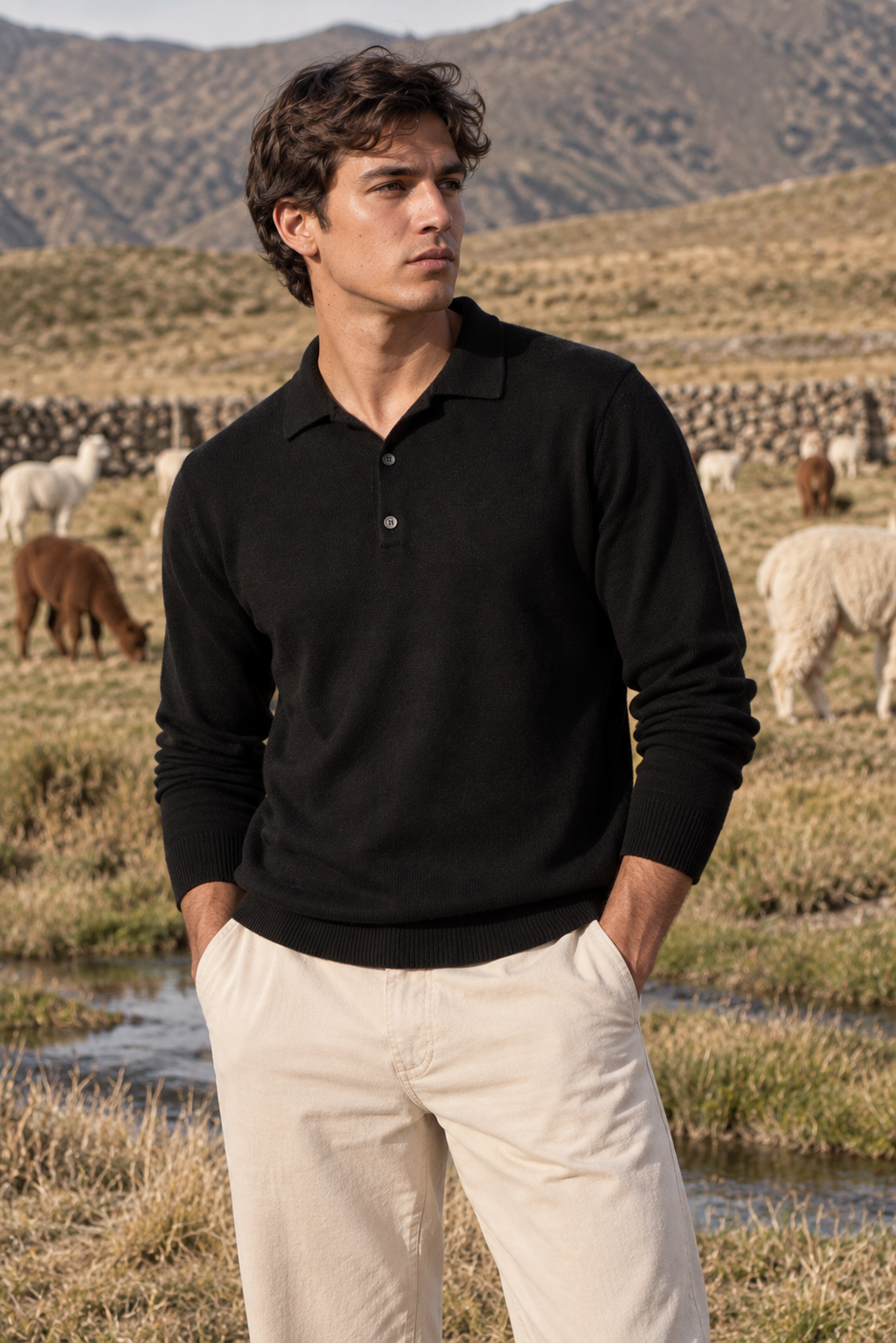 Men's Royal Alpaca Polo Sweater