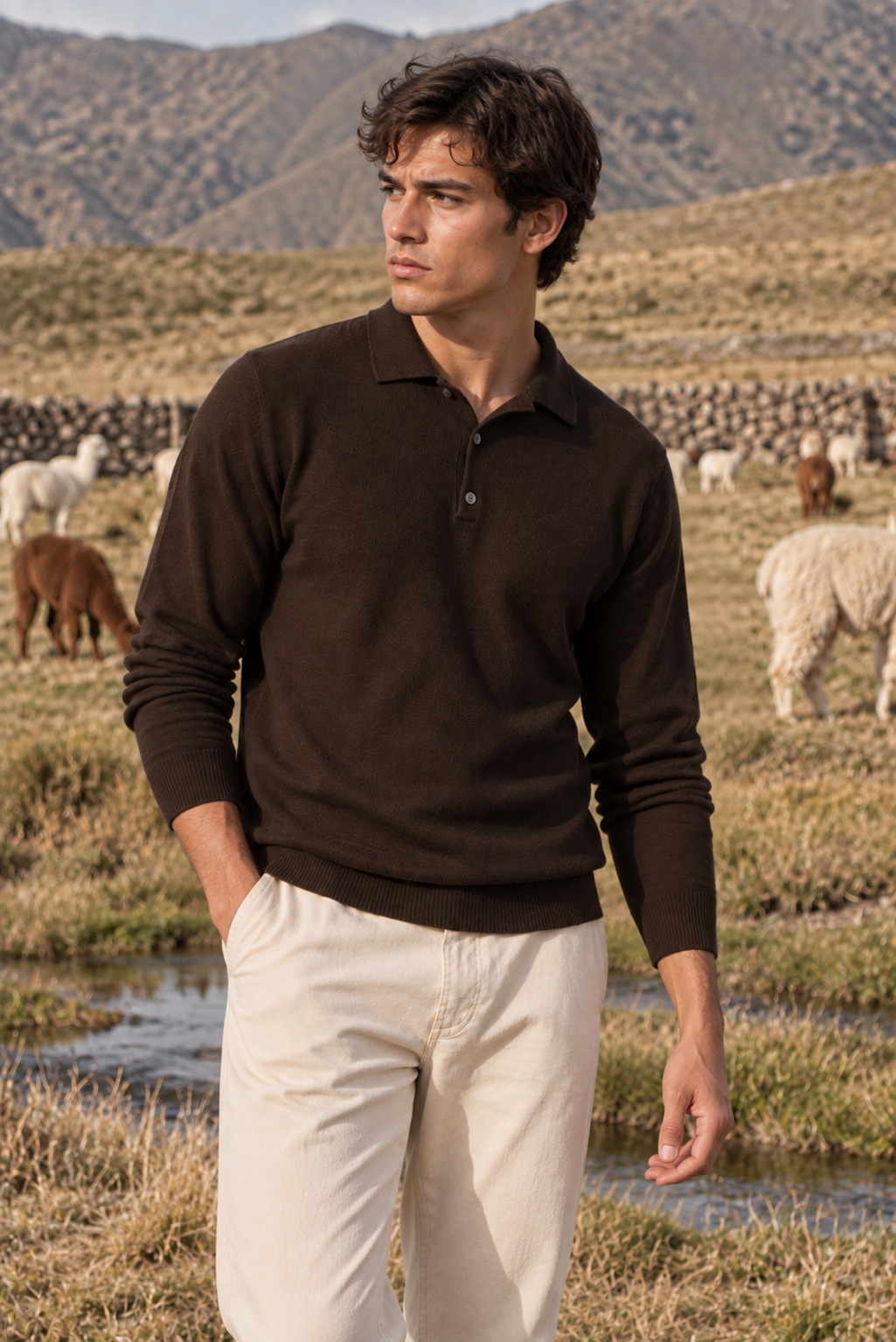 Men's Royal Alpaca Polo Sweater