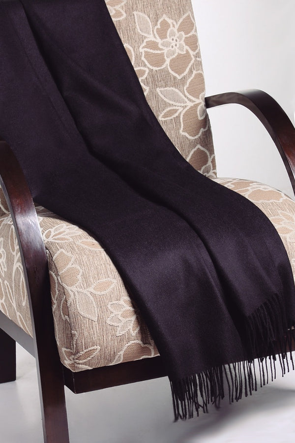 Black 100% Baby Alpaca Blanket Throw — black baby alpaca by Alpaca Collections