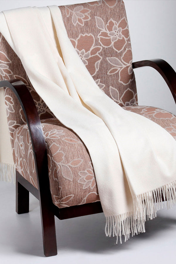 White 100% Baby Alpaca Blanket Throw — white baby alpaca by Alpaca Collections