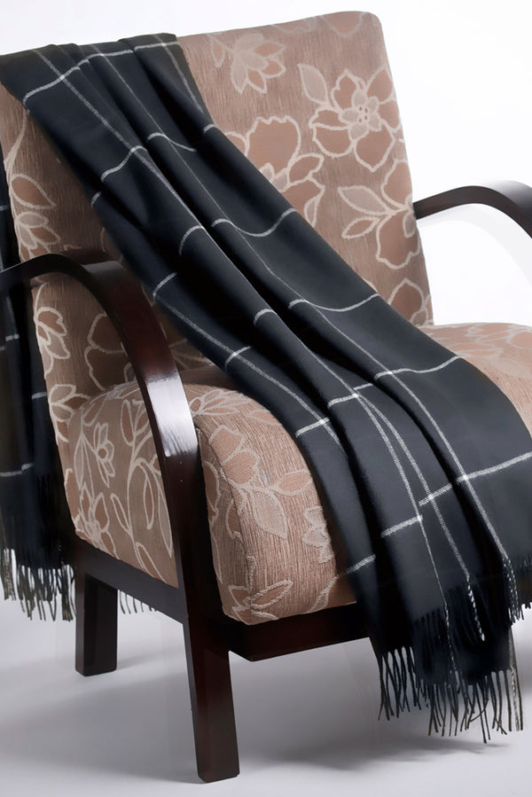 100% Baby Alpaca Windowpane Throw - Charcoal — charcoal baby alpaca by Alpaca Collections