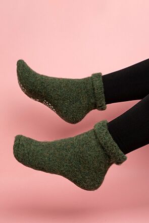 Slipper Alpaca Socks - Green