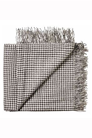 Charcoal - White Houndstooth Baby Alpaca Throw