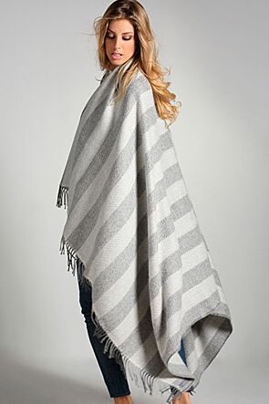 100% Alpaca Striped Herringbone Blanket